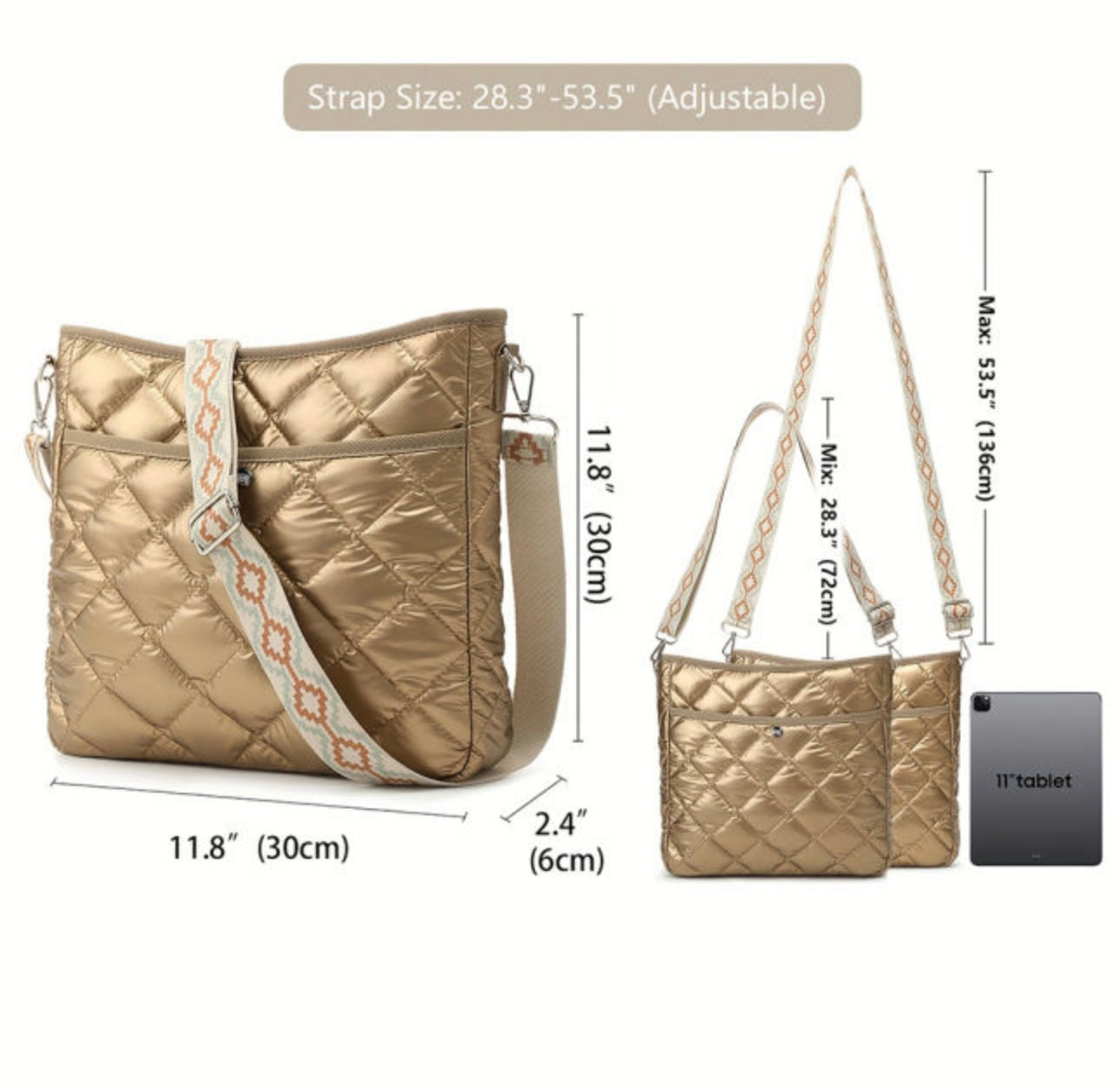 Gold Quilted Shoulder Bag