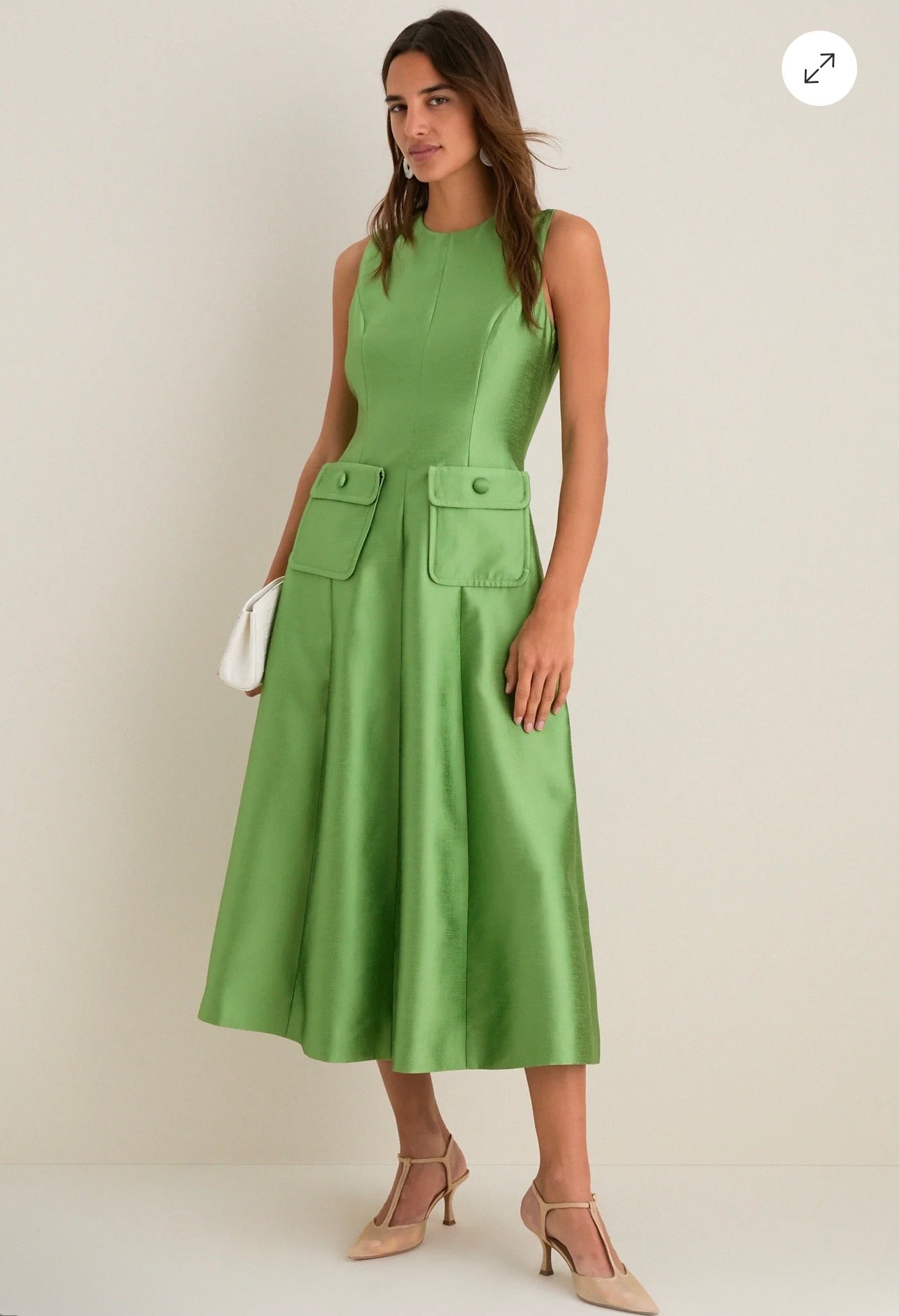 TUCKERNUCK Green Pistachio Dupioni Helene Midi Dress Size-Medium