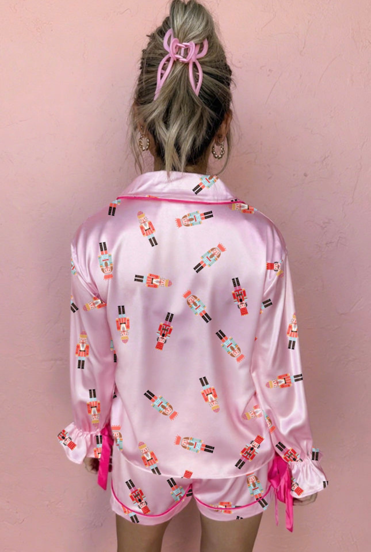 Pink Satin Nutcracker Pajama Set