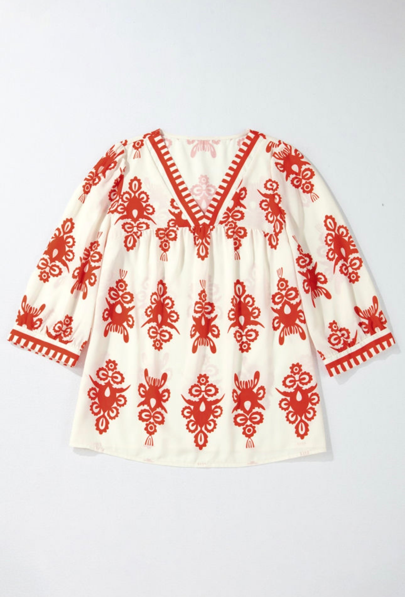 Vintage Geometric 3/4 Sleeve Blouse