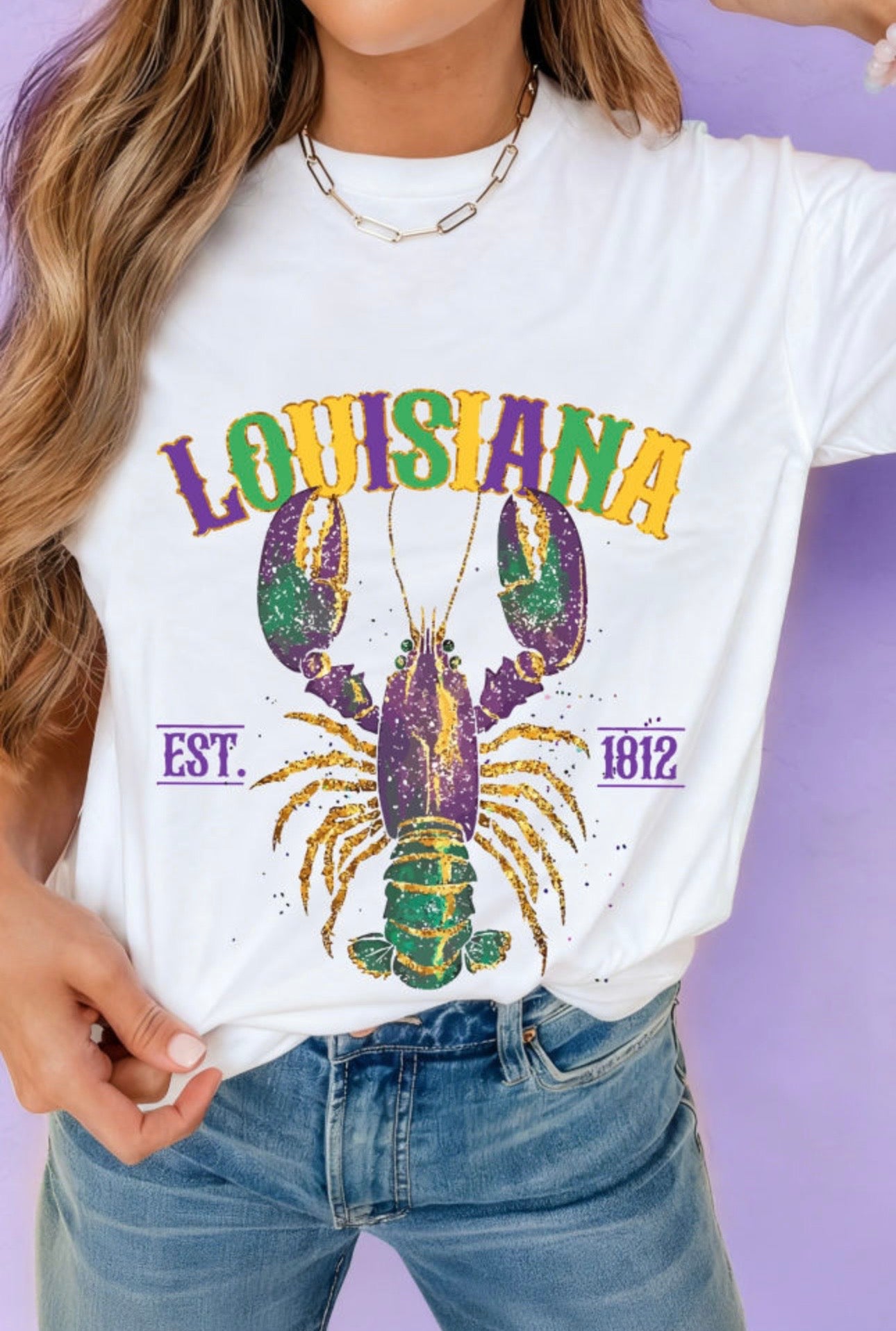 White Louisiana Crawfish Tee