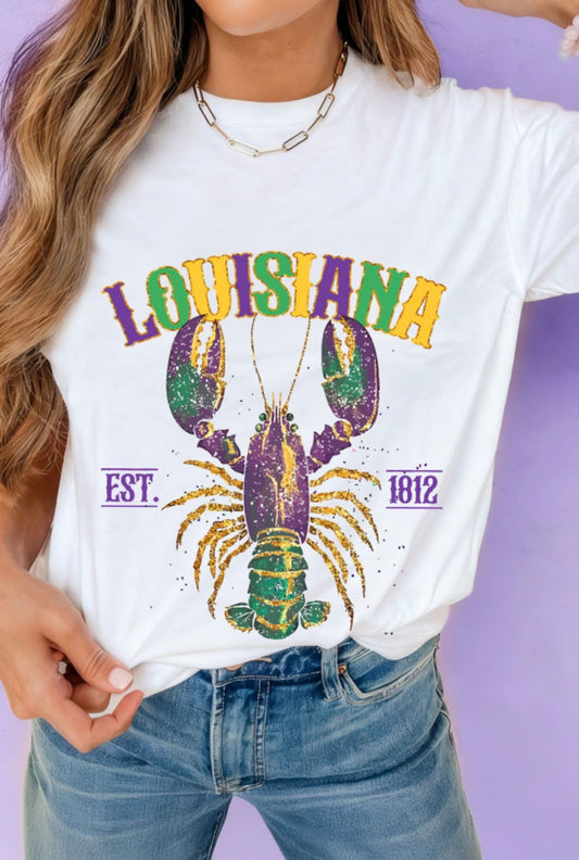 White Louisiana Crawfish Tee