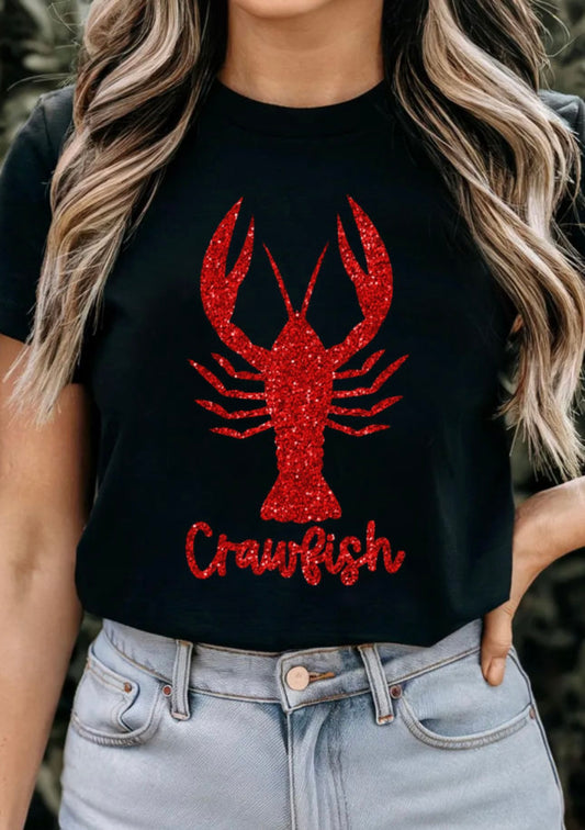 Black Shimmer Crawfish Graphic Tee