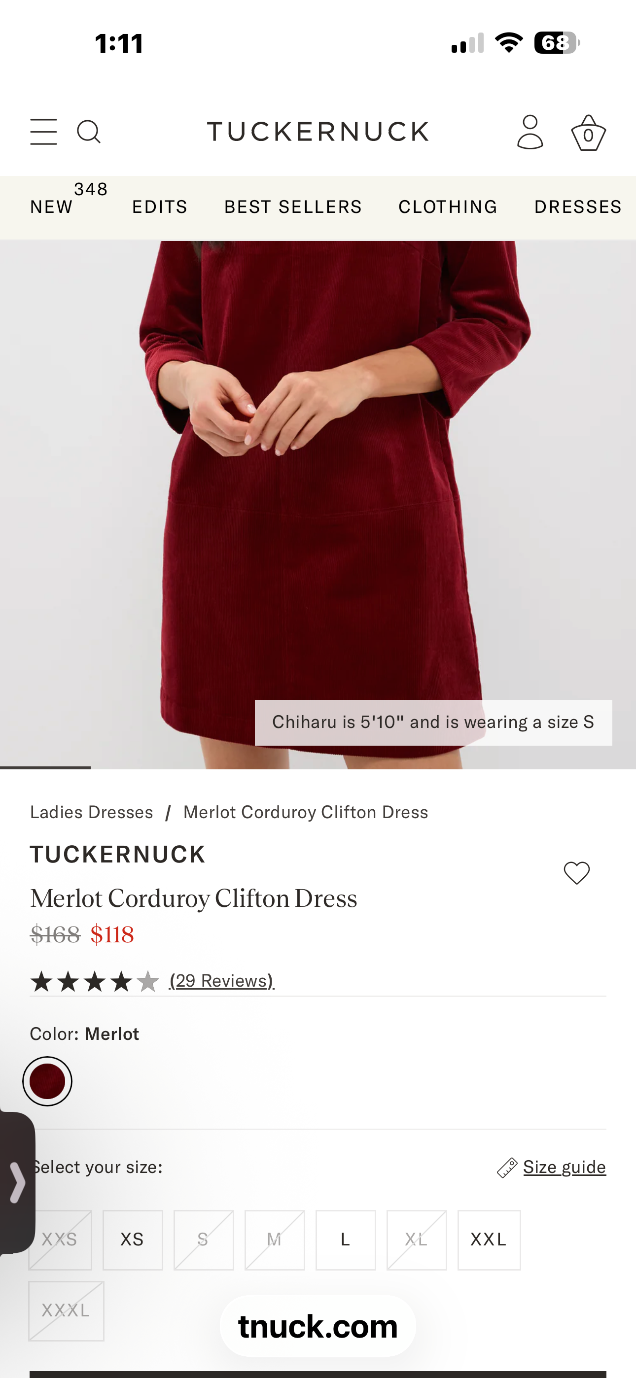TUCKERNUCK Cream Corduroy Clifton Dress Size-Small