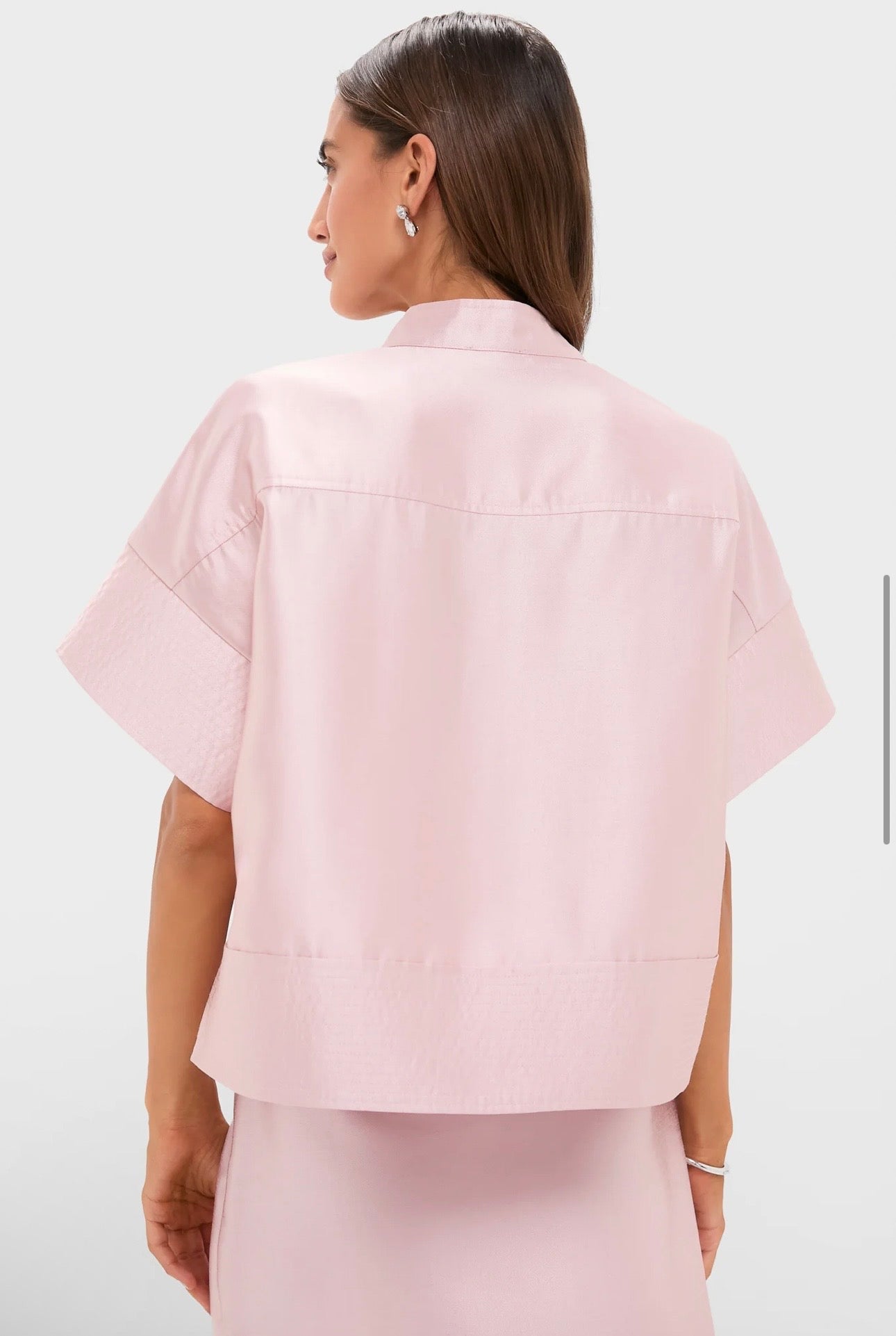 TUCKERNUCK Light Pink Dupioni Trapunto Stitch Sofia Shirt-Size XXS