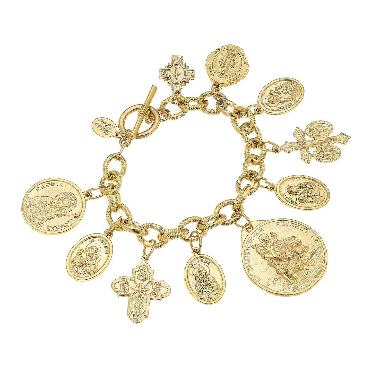 Susan Shaw Gold Saints Charm Bracelet