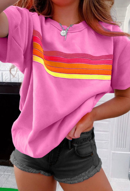 Pink Tee, Front Stripes