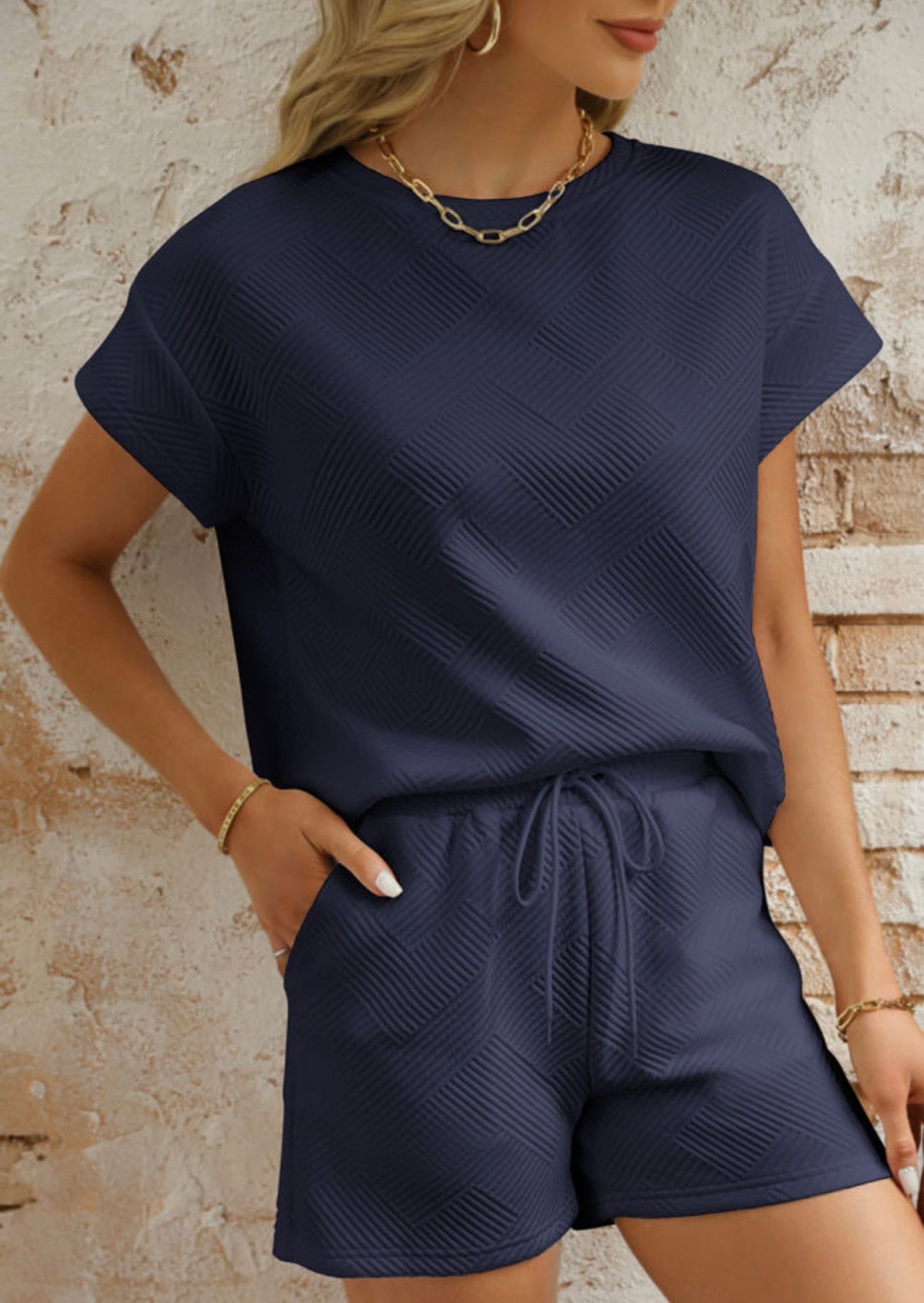 Textured Shorts Set