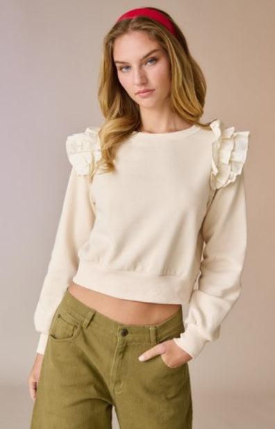 Cropped Ruffle Sweatshirt