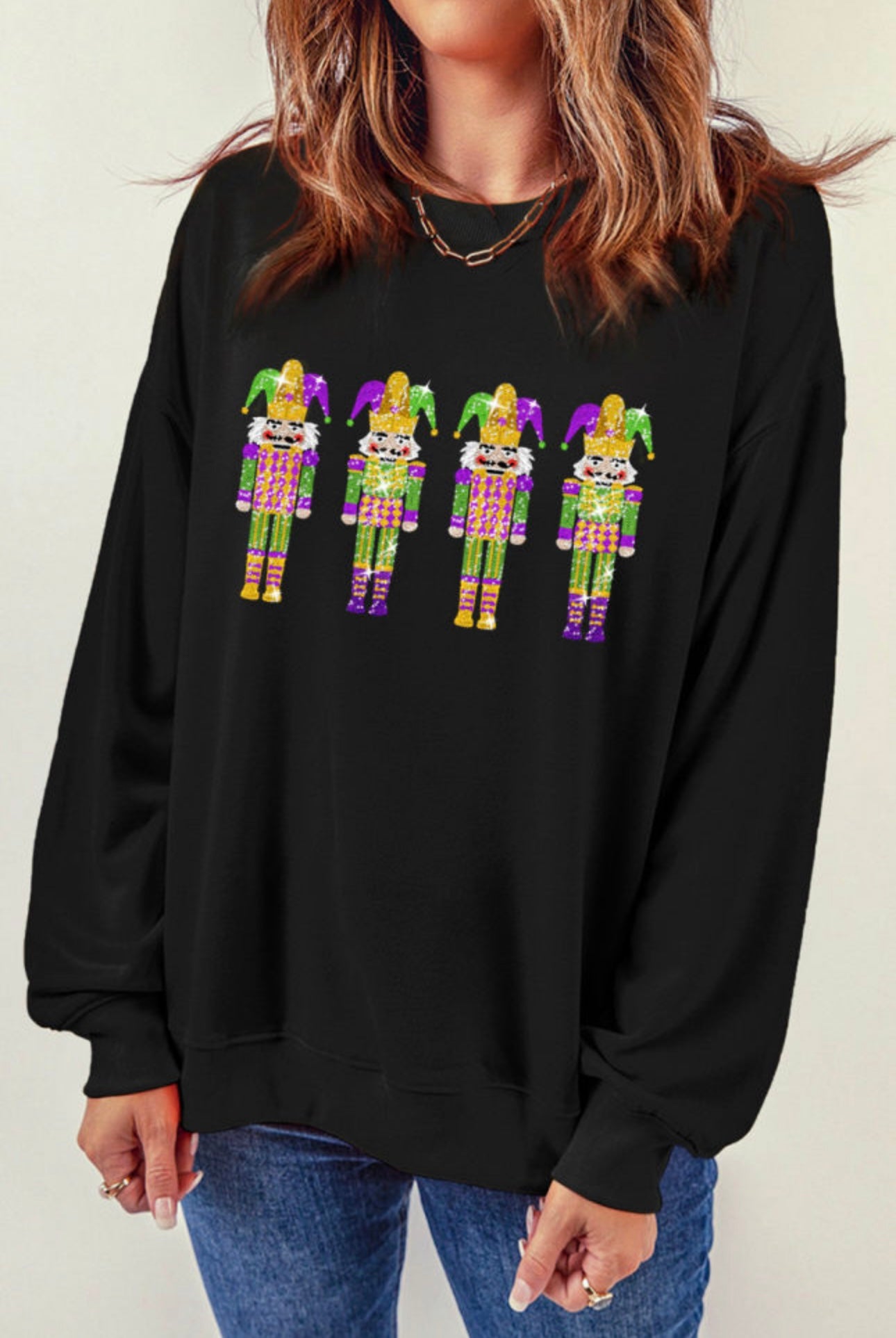 Mardi Gras Sequined Nutcracker Sweatshirt