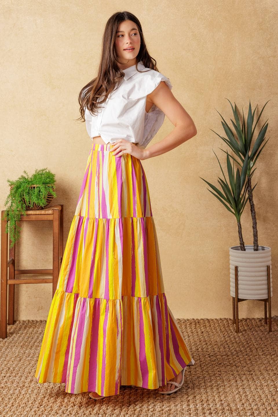 Printed Poplin maxi Skirt