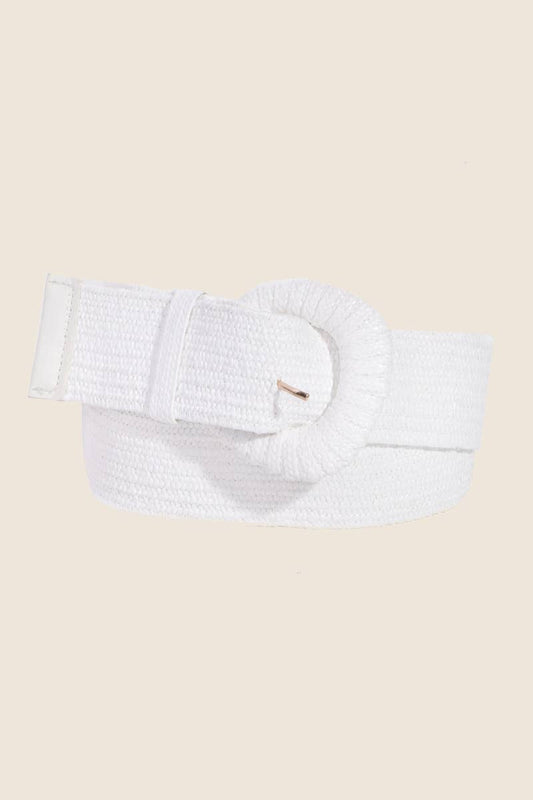White Braided Elastic Fashion Belt