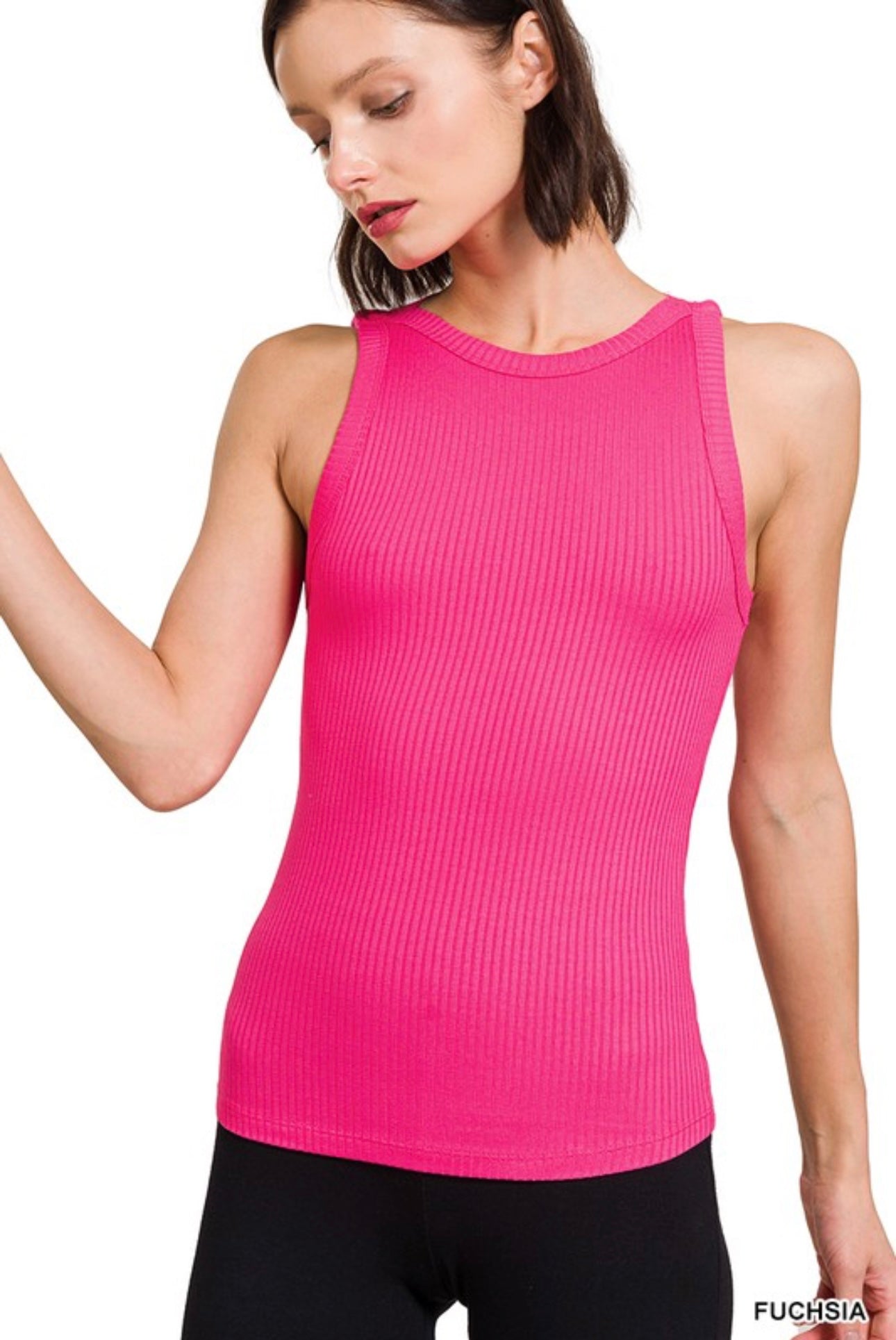Soft Ribbed Fitted Crew Neck Tank Top