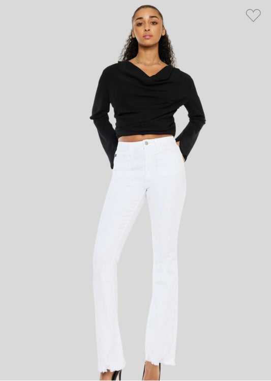 White High Rise Bootcut Jeans