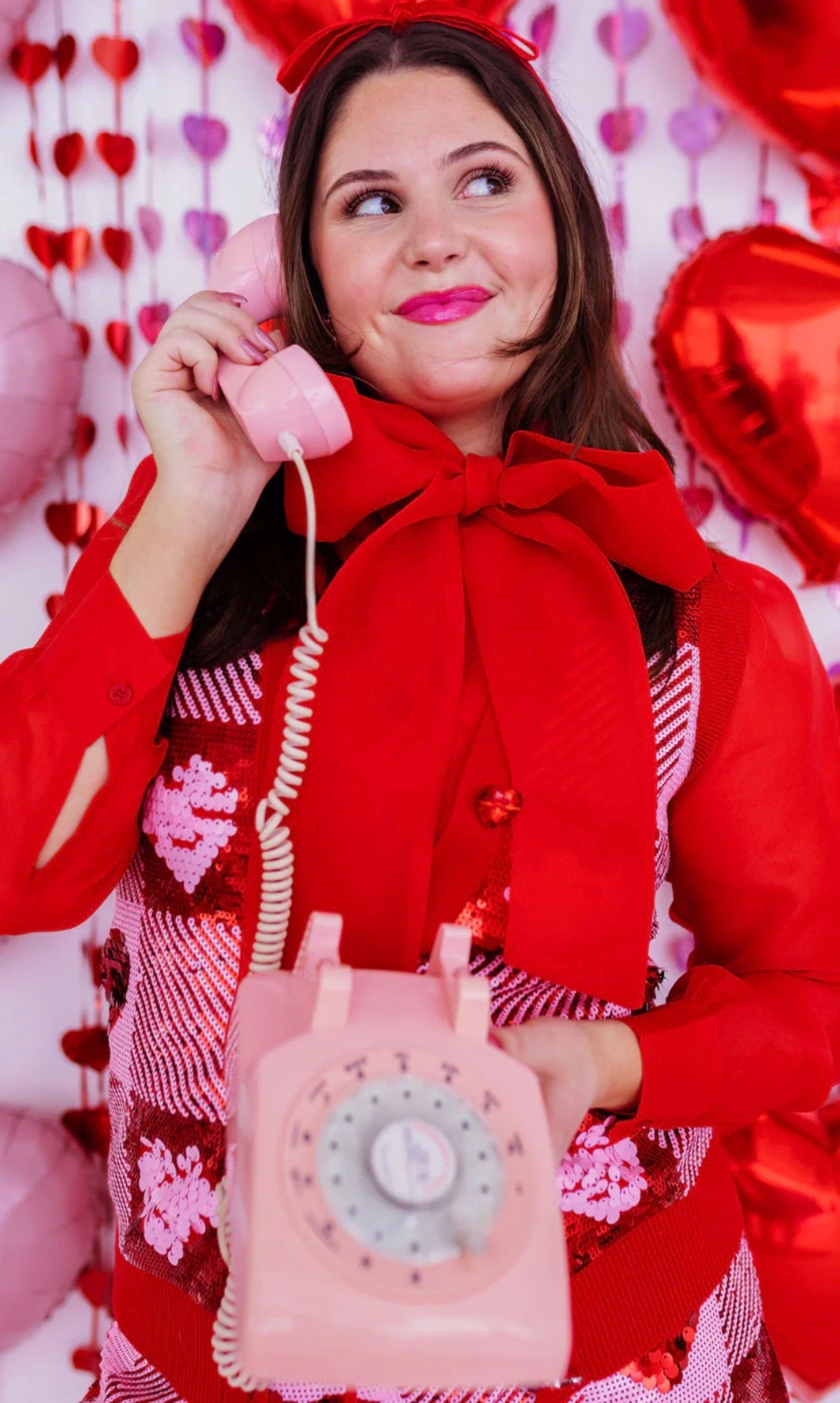 Brianna Cannon Red Button Down Blouse with Bow