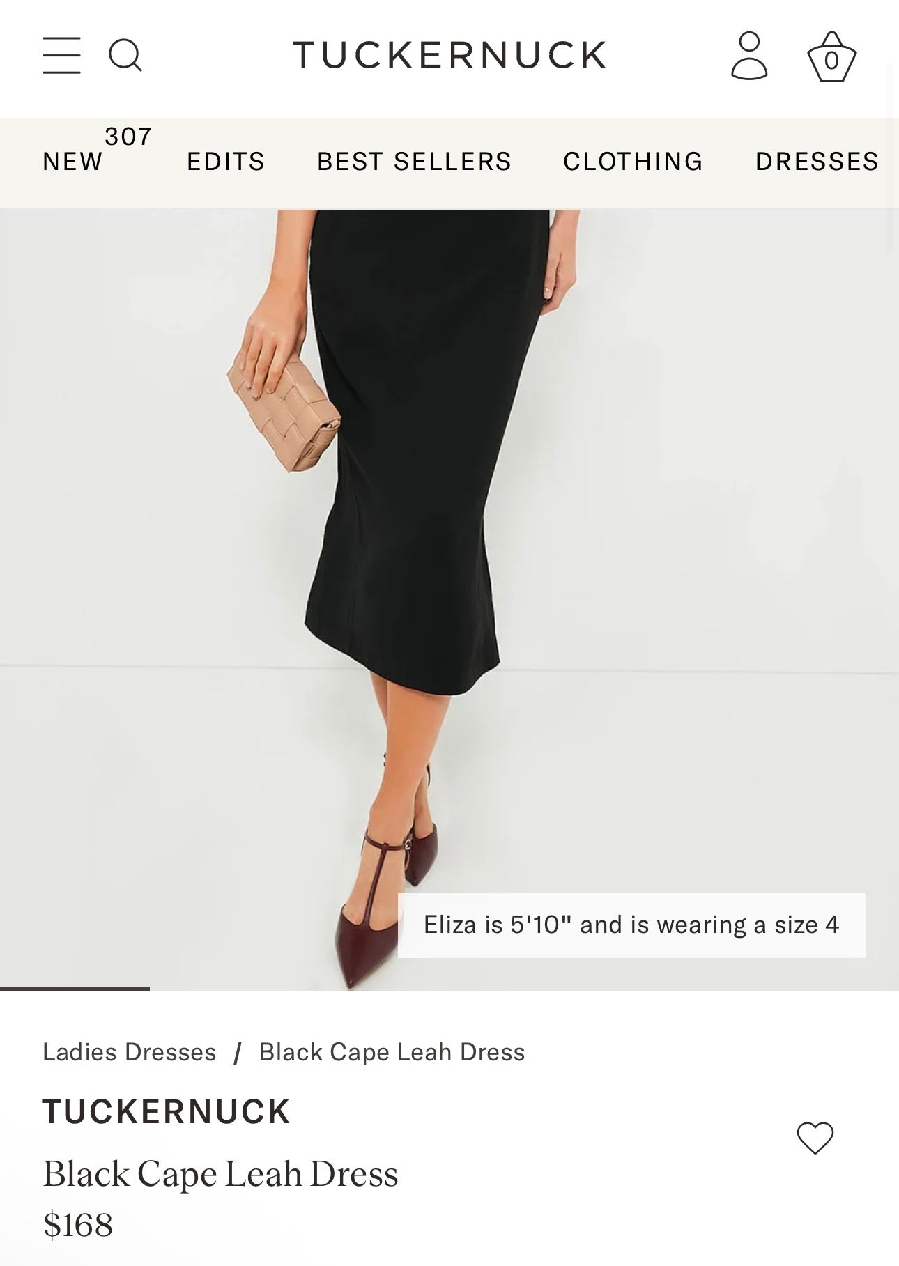 TUCKERNUCK Black Cape Leah Dress-Size 8