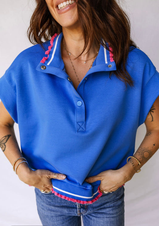 Blue Collared Top