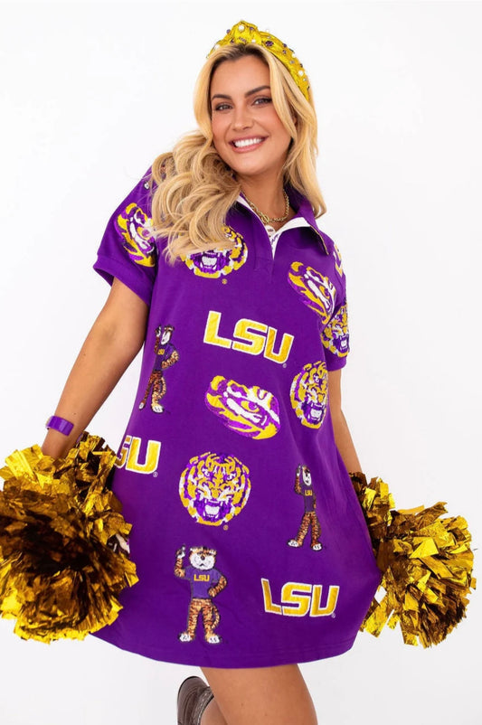 Brianna Cannon LSU Logo Patch Dress-PRESALE