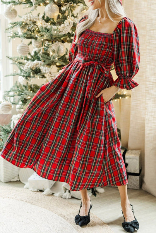 Red Tartan Plaid Christmas Dress