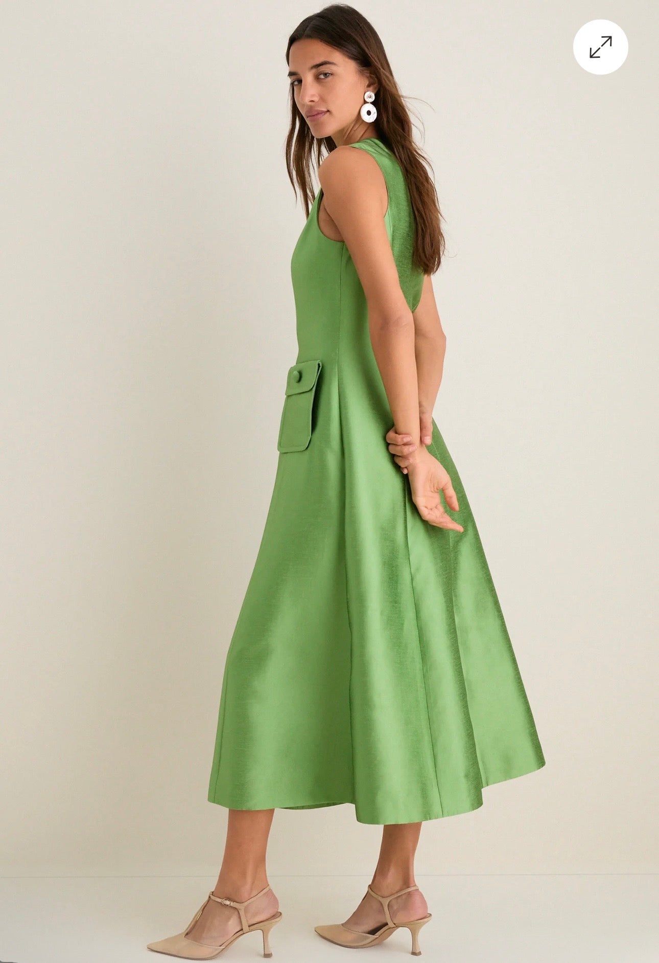 TUCKERNUCK Green Pistachio Dupioni Helene Midi Dress Size-Medium