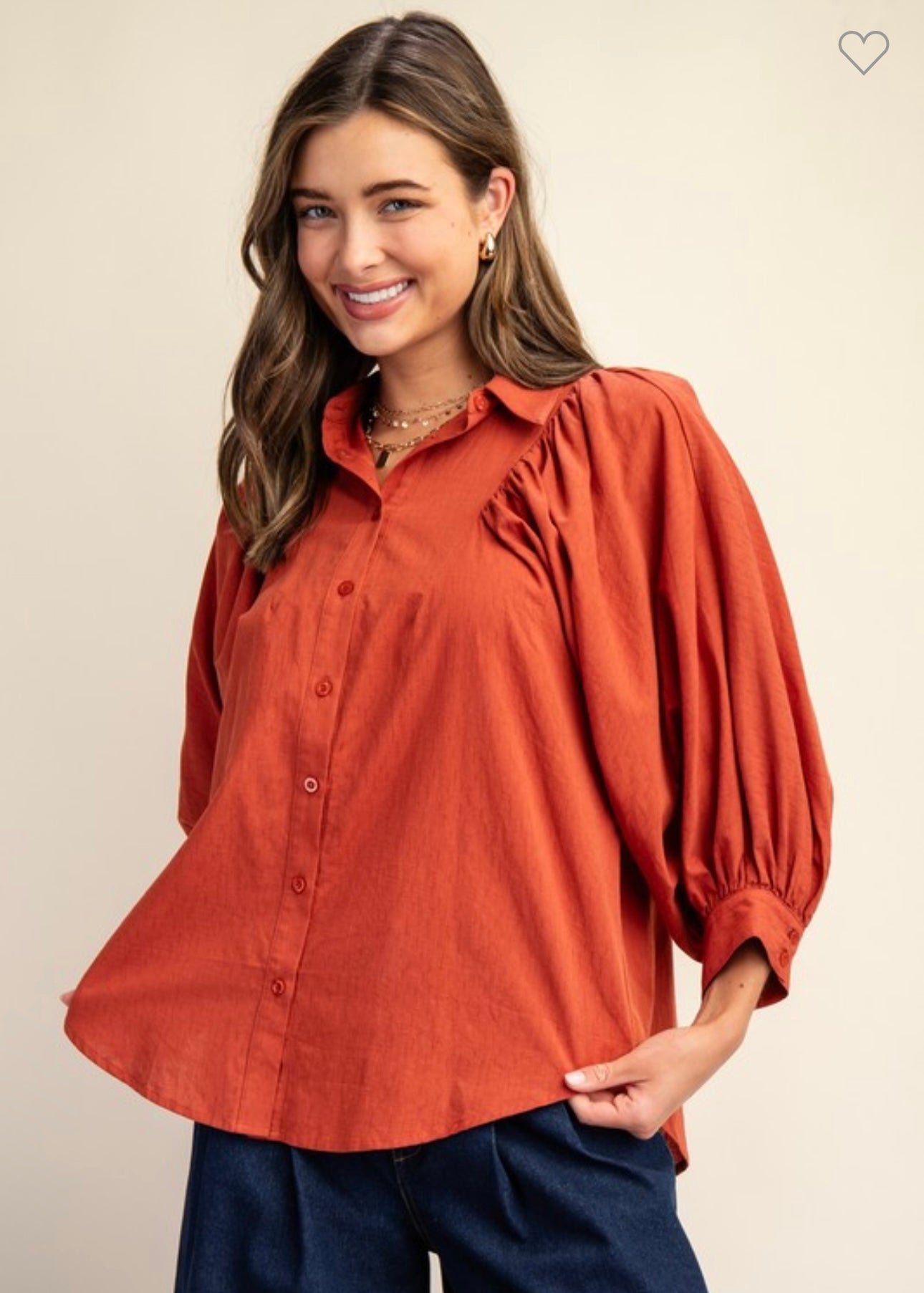 Balloon Sleeve Textured Blouse