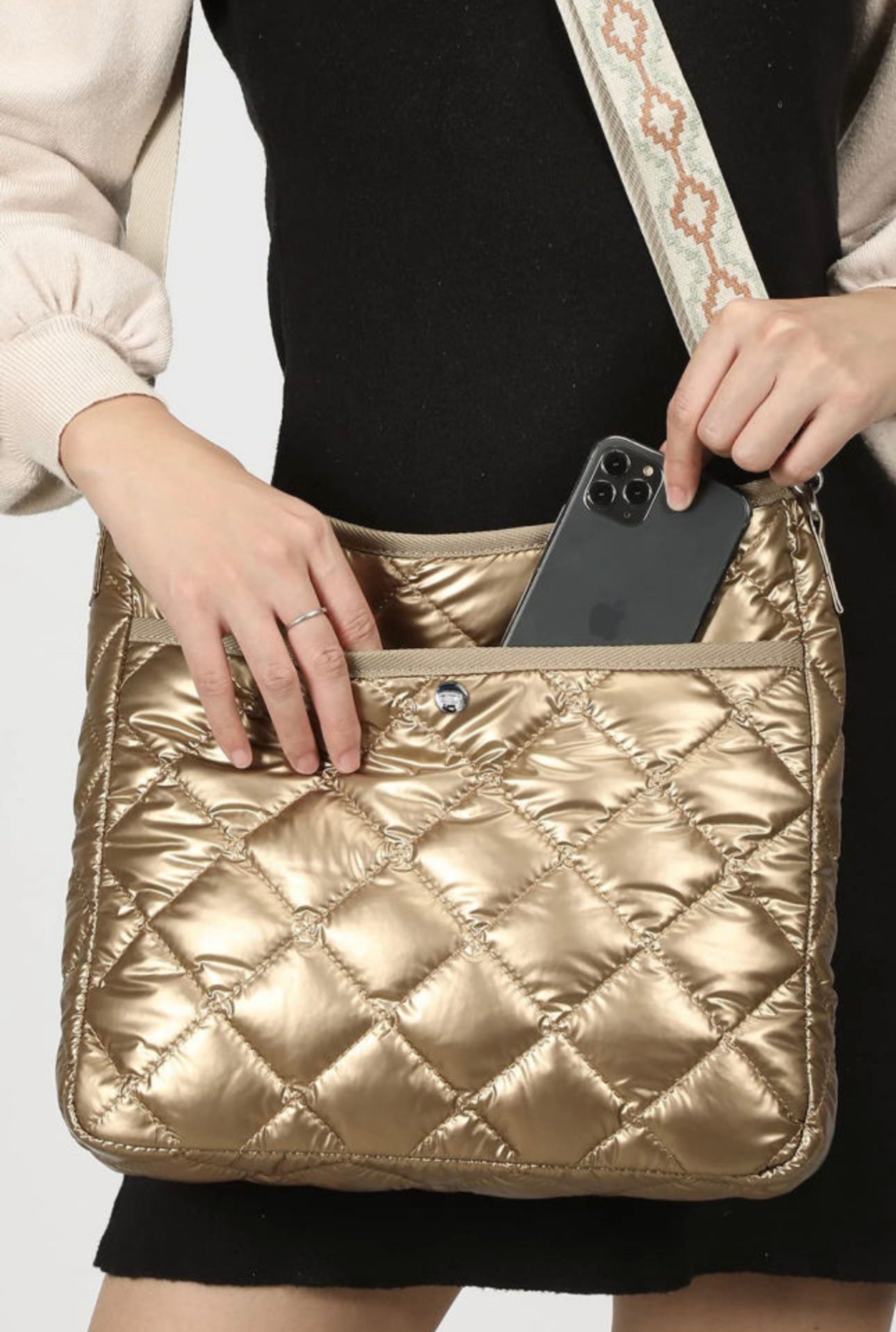 Gold Quilted Shoulder Bag