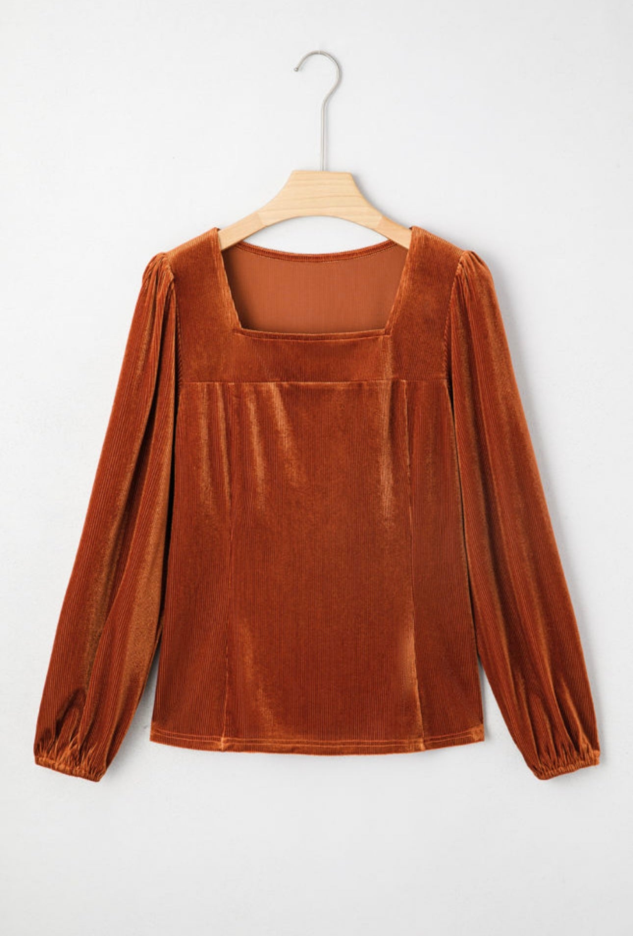 Rust Ribbed Velvet Blouse