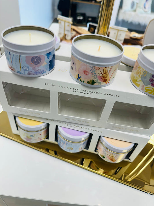 Set of 3 Floral Candles