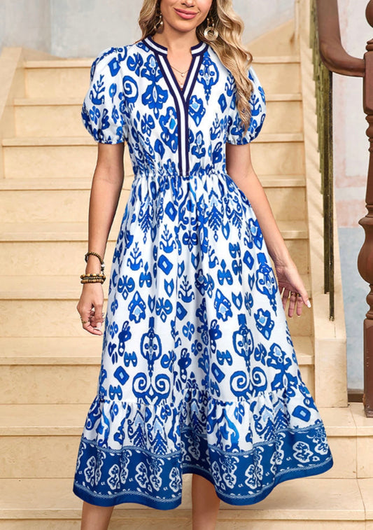 Blue & White Maxi Dress