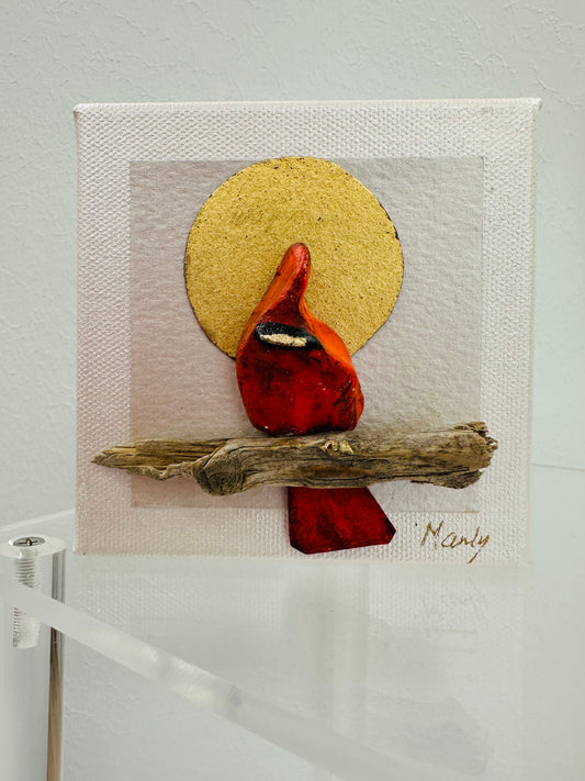 Dana Manly Cardinal Art on 4x4 Canvas