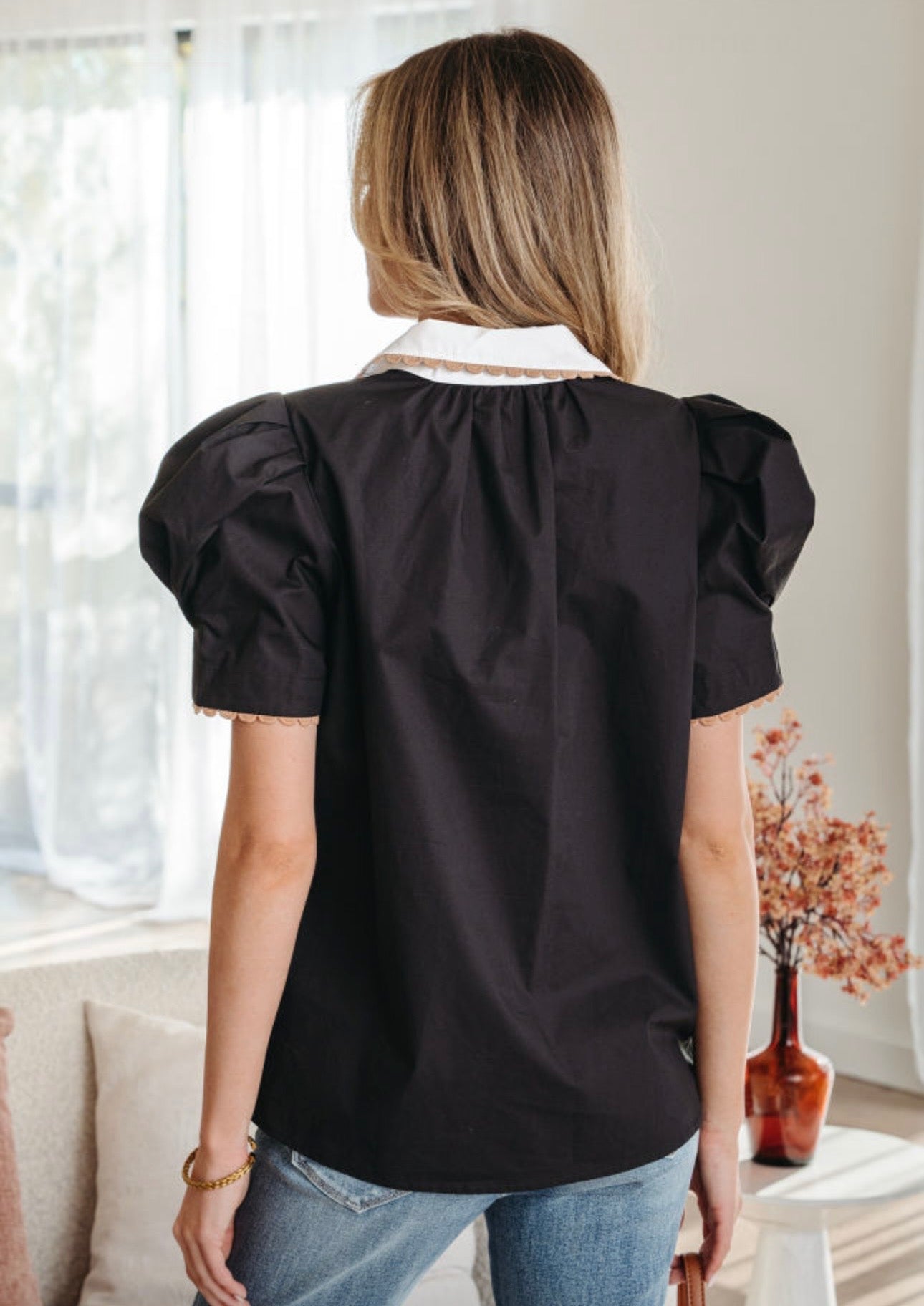 Black Ric Rac Trim Top