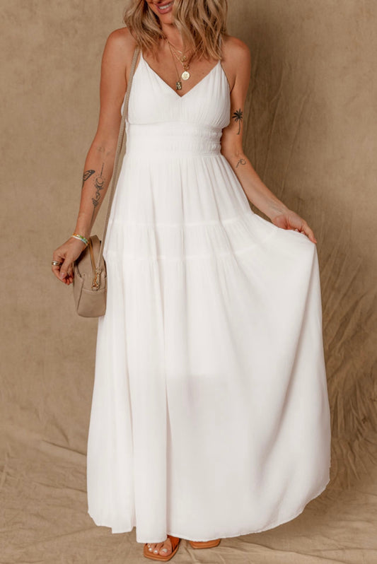 White Spaghetti Strap Maxi Dress