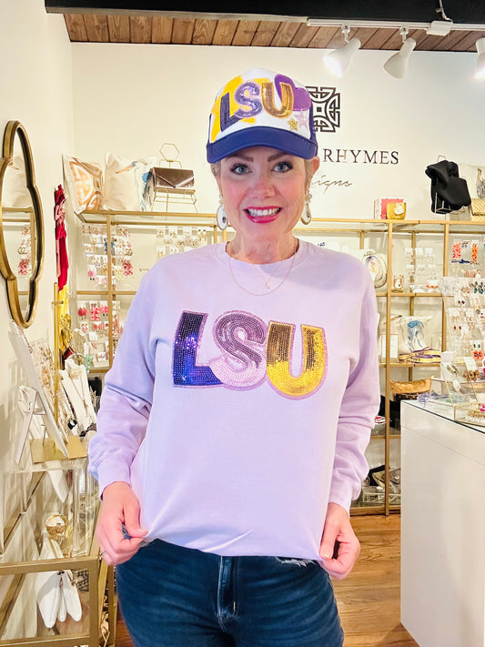 LSU sequined Lavender Sweatshirt