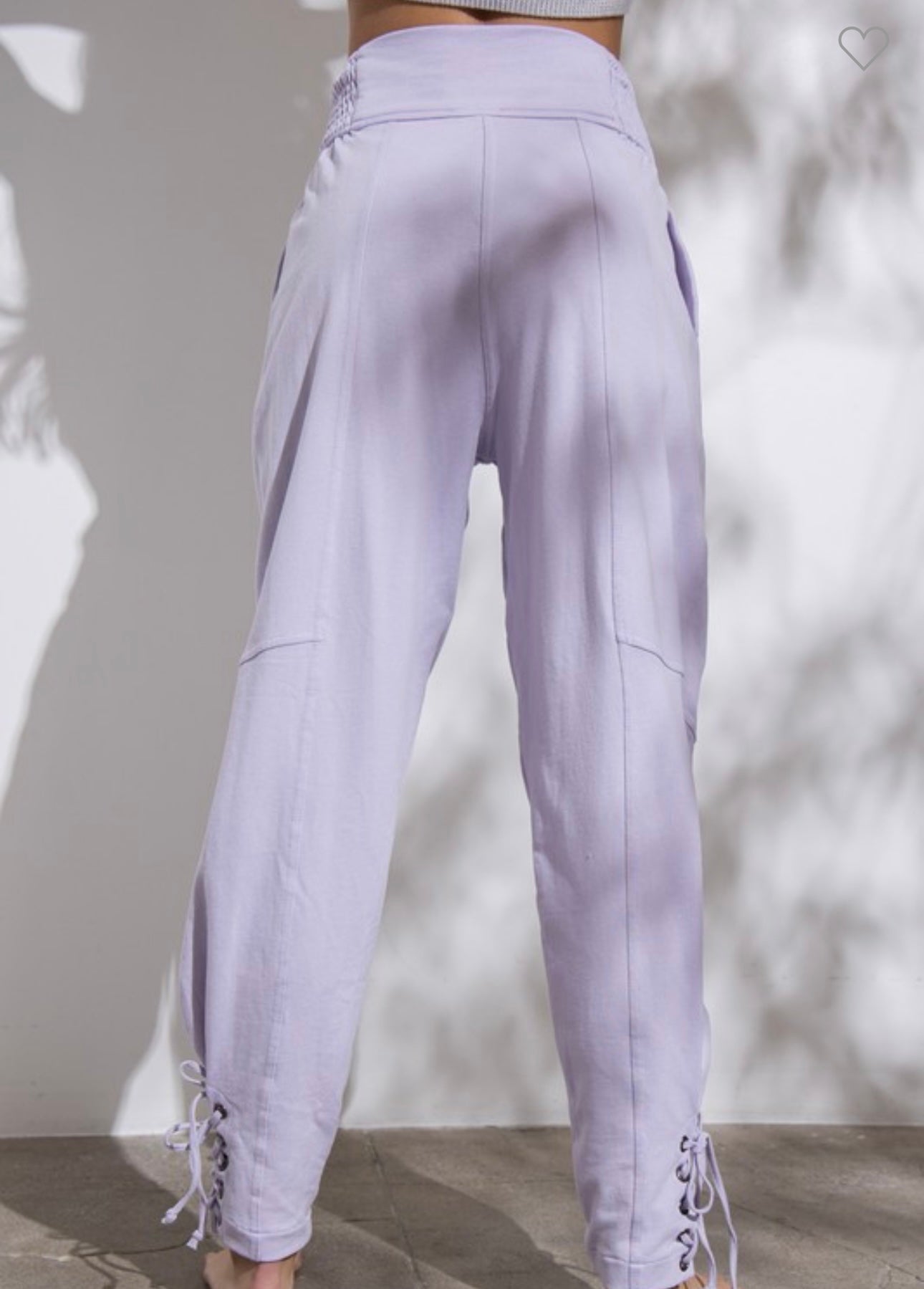 Lavender Smocked Waist Tapered Bottoms