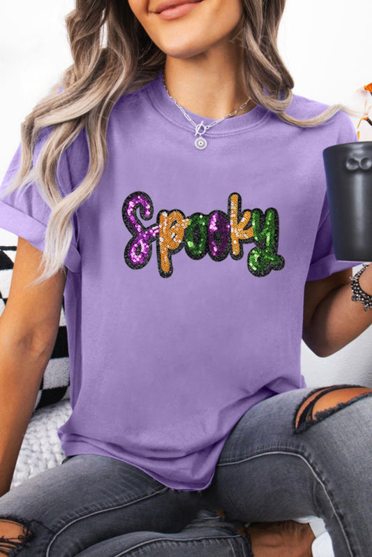 Lavender Sequin Spooky Tee