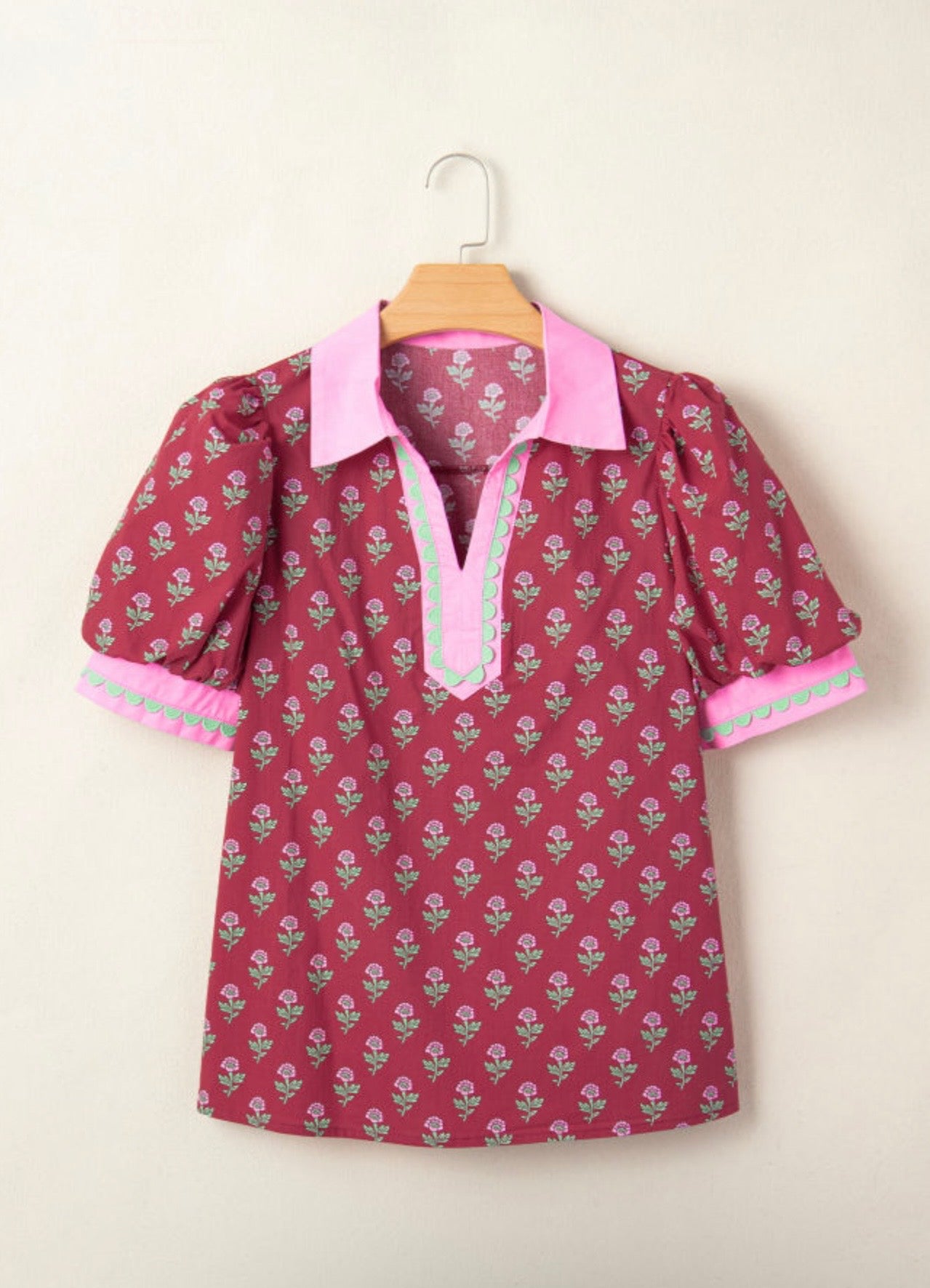 Floral Ric Rac Trim Blouse