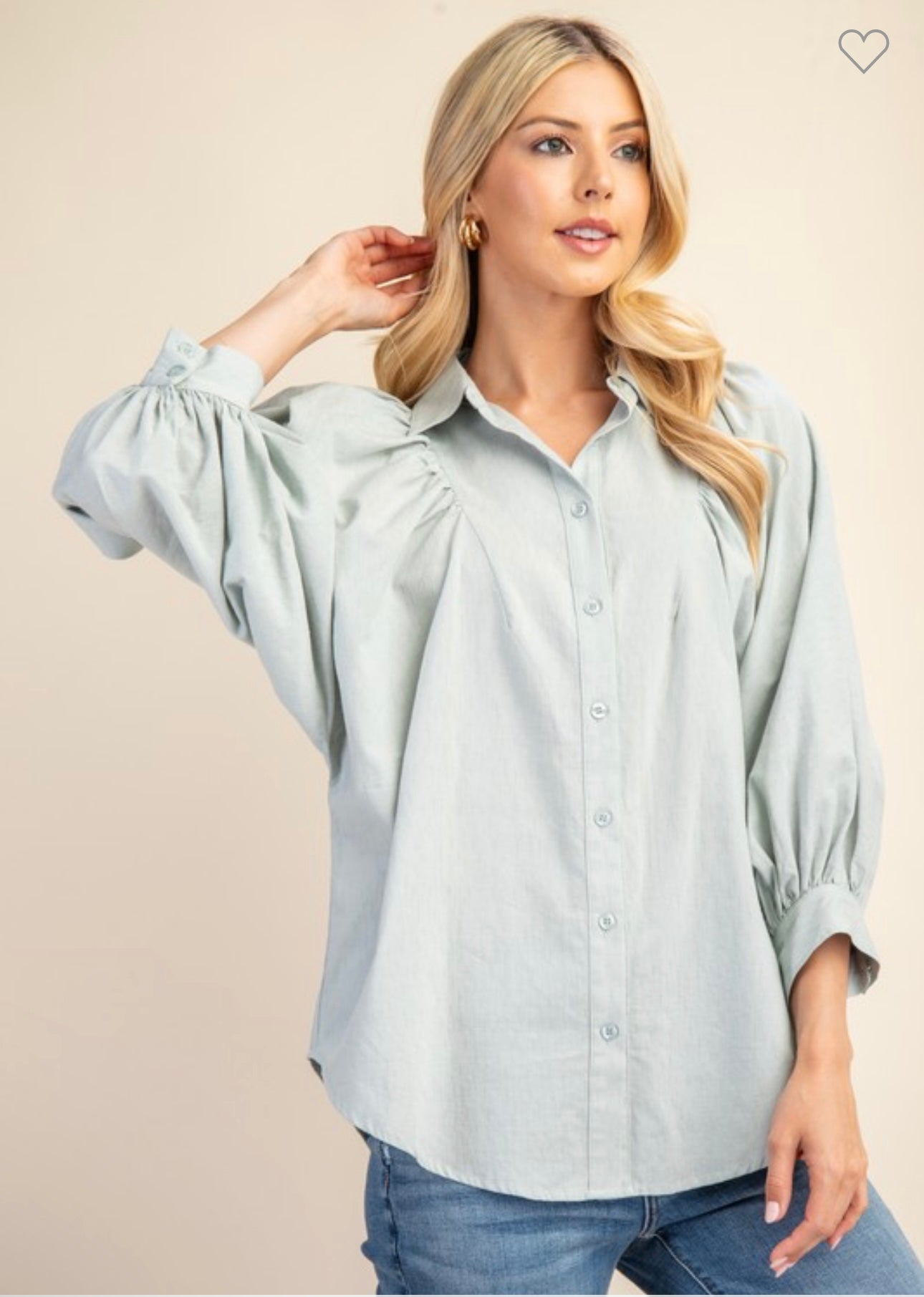 Balloon Sleeve Textured Blouse