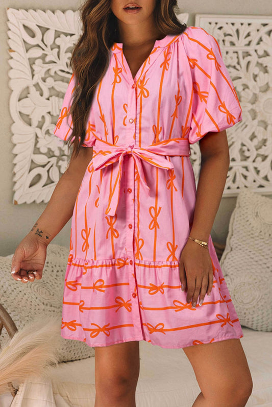 Pink Bow Detail Dress