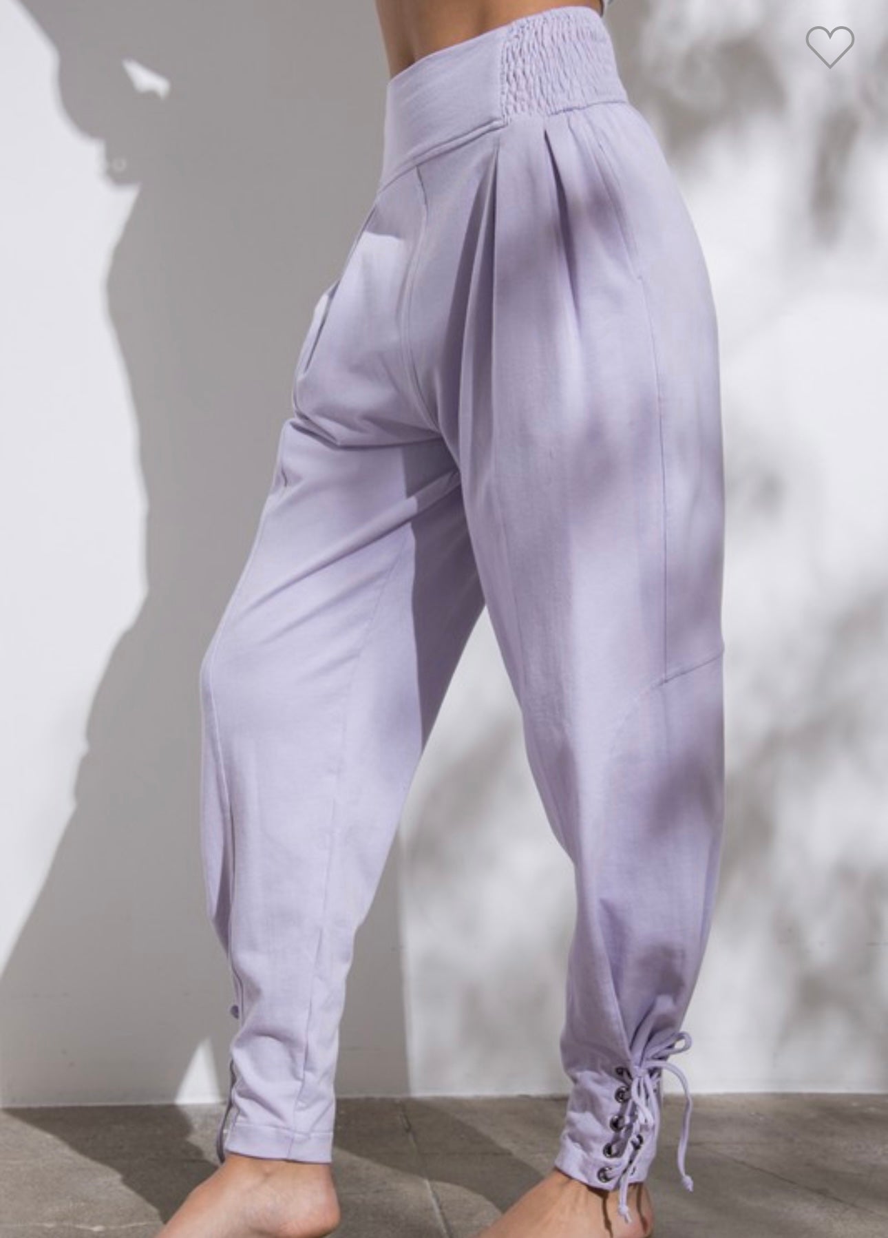Lavender Smocked Waist Tapered Bottoms