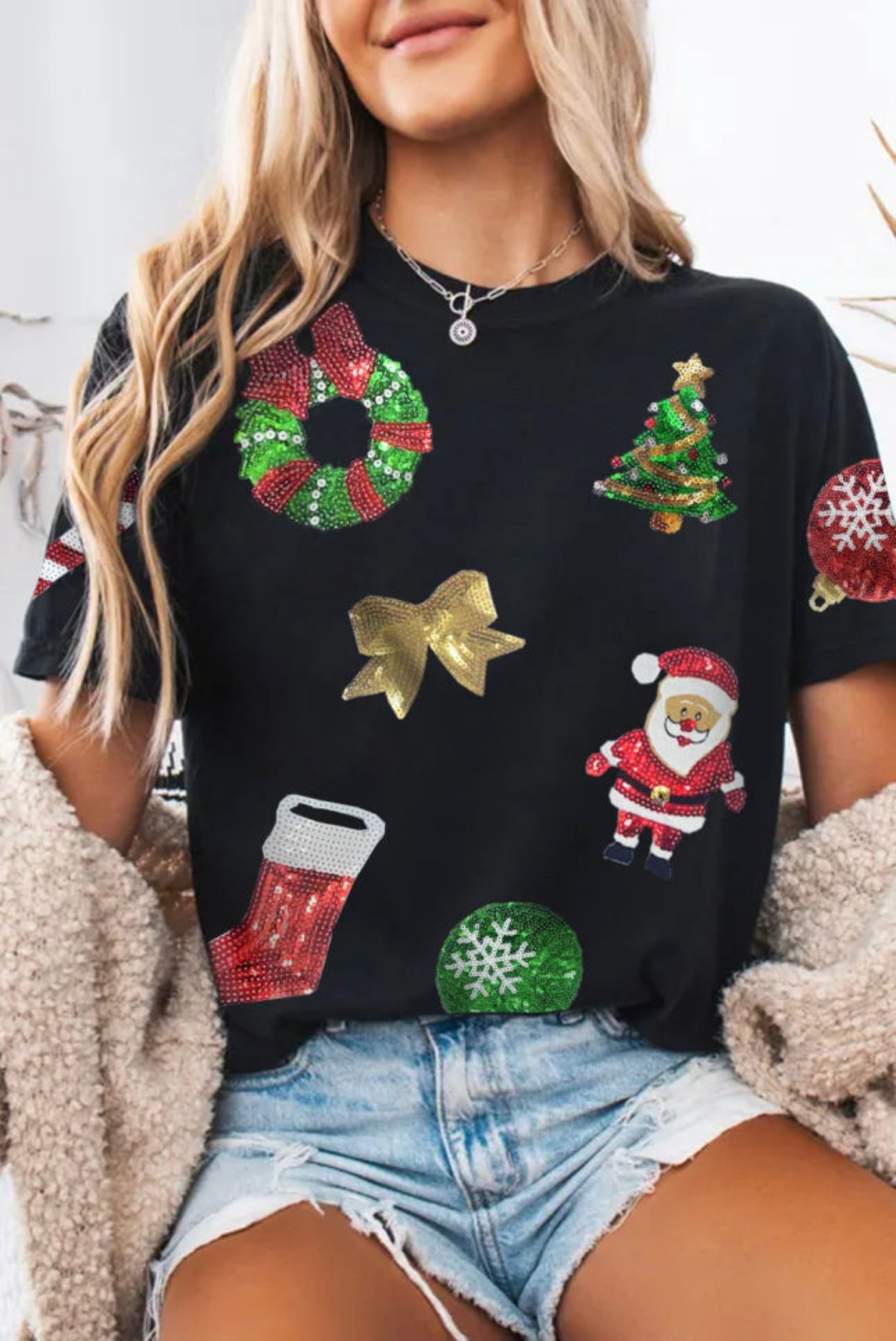 Sequined Christmas Tee