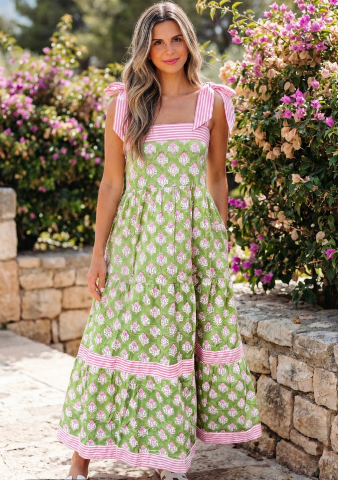 Green Floral Maxi Dress