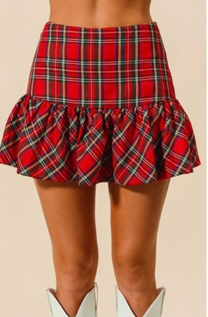 Checkered Red Plaid Christmas Skirt