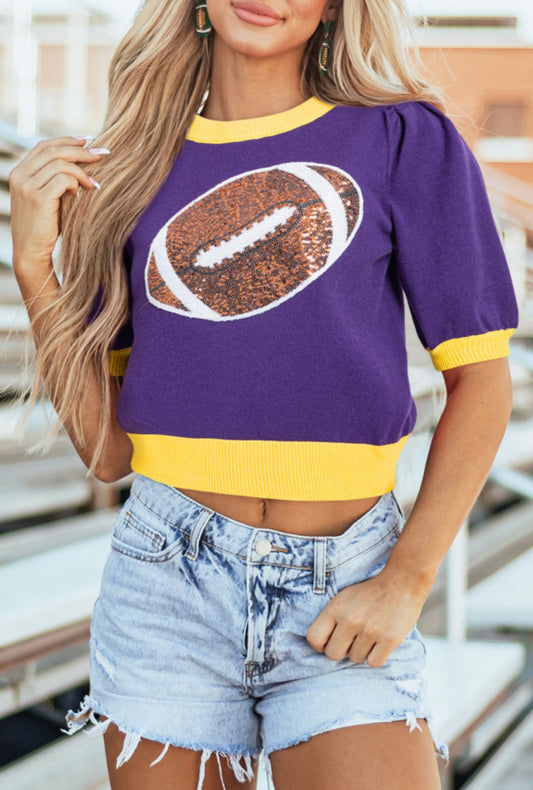 LSU Sequined Football Top