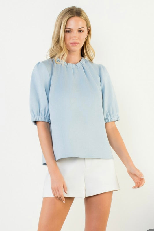 Light Blue Suede Top