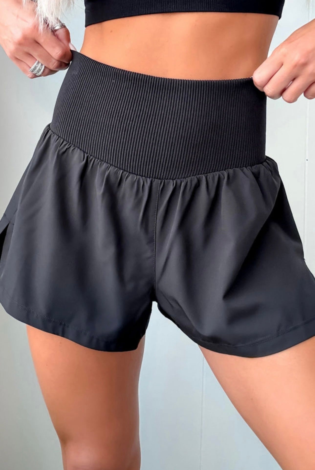 Black High Waist Athletic Shorts