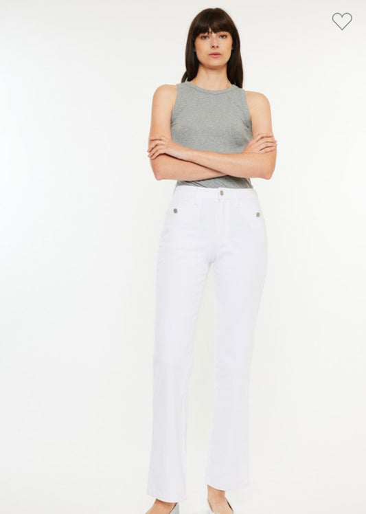 White High Rise Straight Jeans