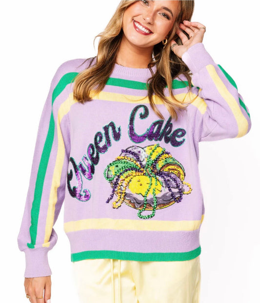 Queen of Sparkles Lavender, Green, & Yellow Queen Cake Sweater