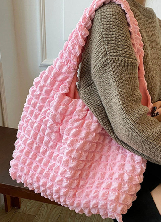 Pink Puffy Textured Tote