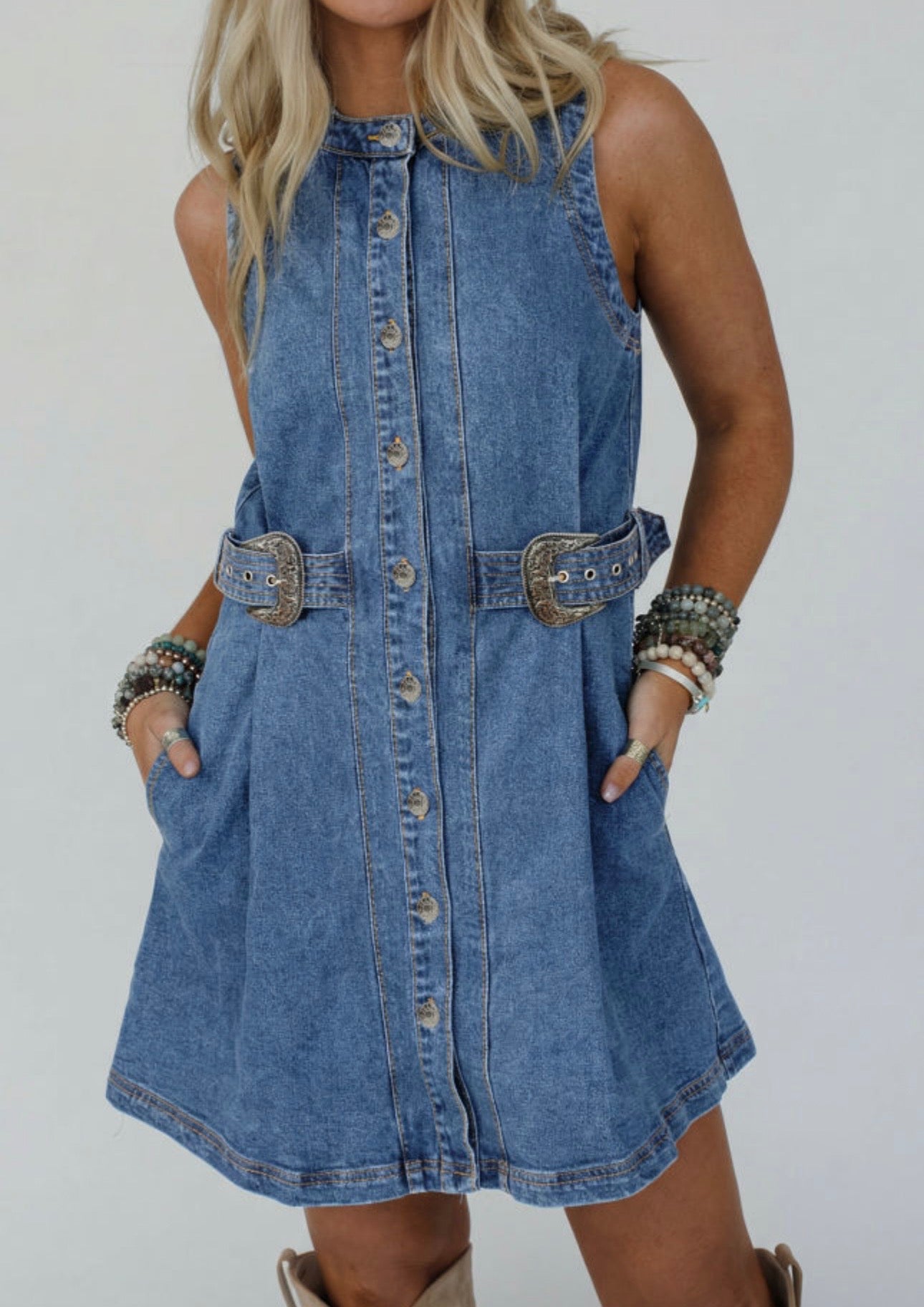 Belted Denim Dress