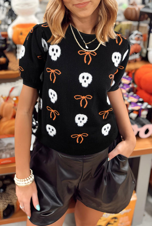 Black Plush Halloween Sweater